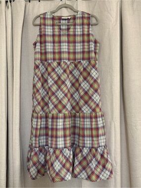 The Vermont Country Store Plaid Sleeveless Cotton Dress
